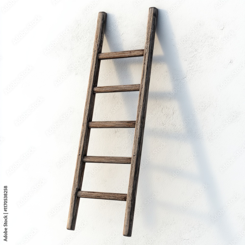 Poster ladder resting against wall, simple design, versatile use, ideal for various projects, transparent b