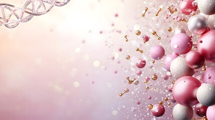 Quantum Computing Illustrating Dynamic Molecular Bonds in Biochemical Processes with Holographic DNA Strands and Hydrogen Bonding Leaving Copy Space on the Top Left