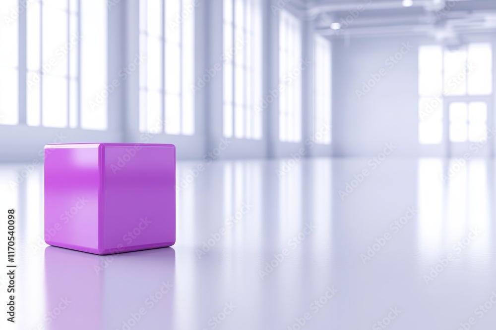 Poster This composition features a stylish violet square icon with rounded edges, elegantly positioned on a glossy white surface, highlighting its modern appeal