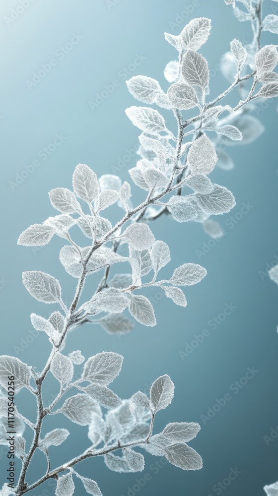 Aufkleber delicate silver leaves with frosted edges creating a serene and elegant display in soft light