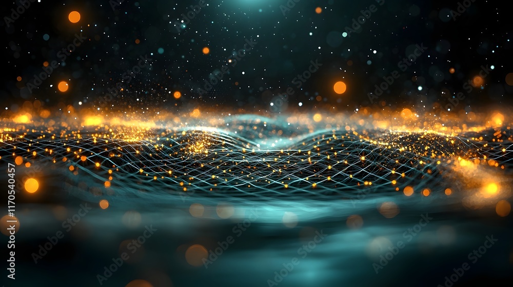 Poster Visualizing Quantum Lattice Structures and Molecular in Crystalline Materials with Glowing 3D Grids and Abstract Patterns