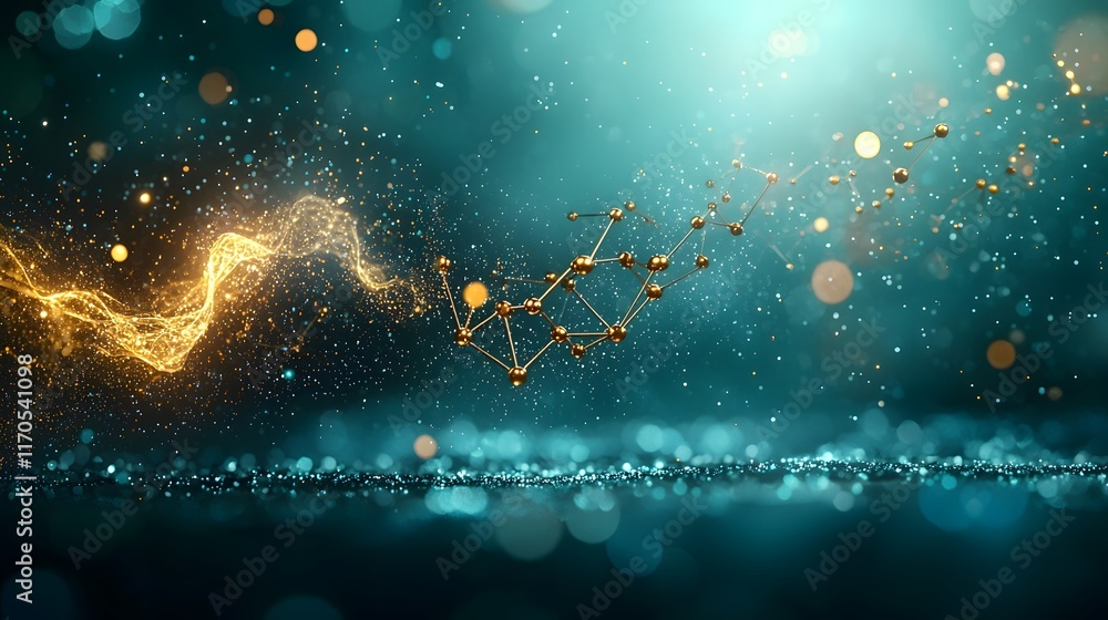Poster quantum computing simulation visualizing van der waals forces in molecular interactions with animate