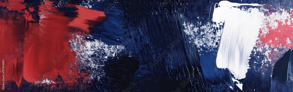 Poster bold textures create dynamic abstract patterns in navy hues with contrasting colors showing movement
