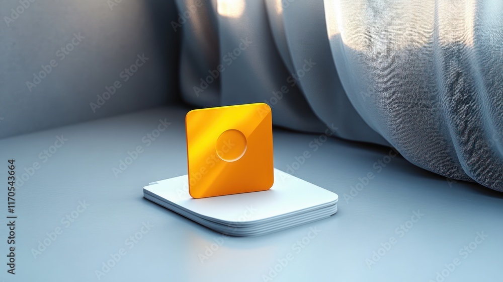 Poster yellow document icon on gray background minimalistic design elegance soft lighting 3d rendering