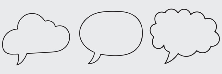 Speech bubble set, speech balloon, chat bubble line art icon for apps and websites.