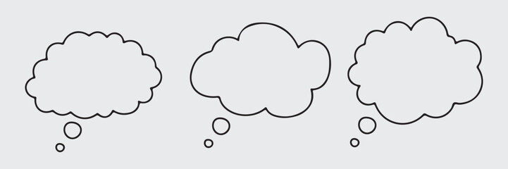 Speech bubble set, speech balloon, chat bubble line art icon for apps and websites.