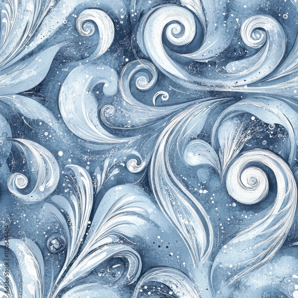 Aufkleber whimsical watercolor doodle featuring flowing patterns and abstract shapes in blue tones