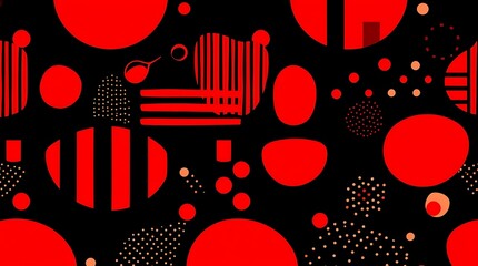 Fototapeta premium Red and Black Abstract Seamless Pattern 
