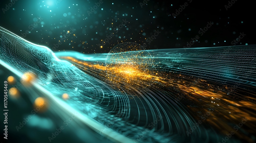 Poster Quantum Computing Visualization of the Interaction and Equilibrium between Entropy and Energy Showcased through Holographic 3D Energy Fields and Particle Animations with Copy Space