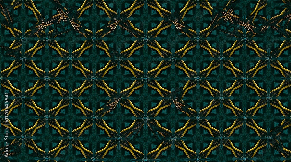 Poster teal and gold geometric pattern: a seamless pattern with a captivating geometric design, featuring a