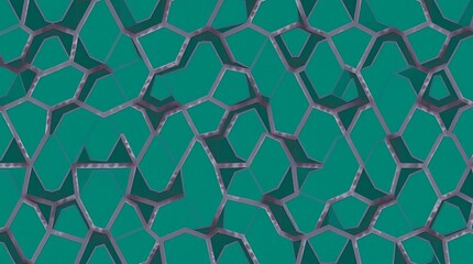 Fototapeta premium Abstract Teal Geometric Pattern: A mesmerizing abstract pattern with teal and silver geometric shapes, perfect for backgrounds, textures, or design elements. 