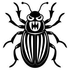 Angry Cucumber Beetle Bug Icon Vector Illustration for Print