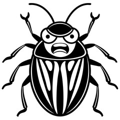 Angry Cucumber Beetle Bug Icon Vector Illustration for Print