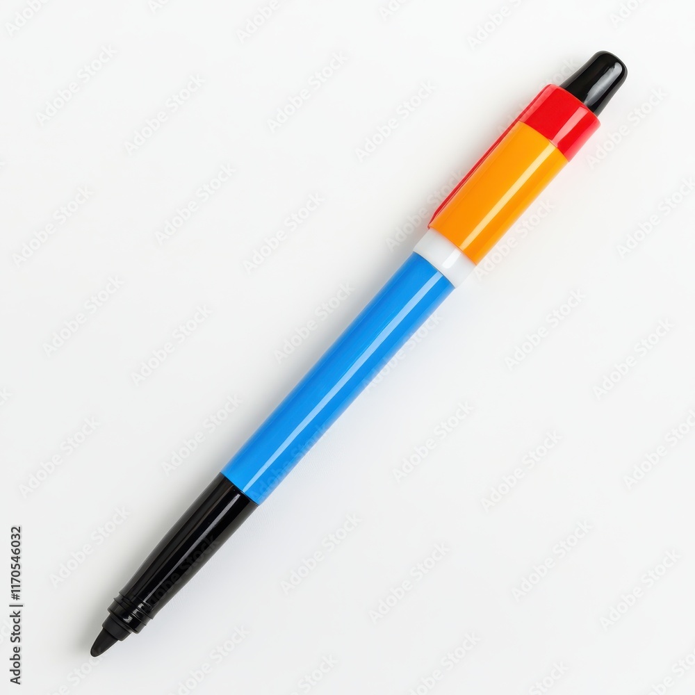 Poster colorful dry erase marker lying flat on a white surface in a creative workspace