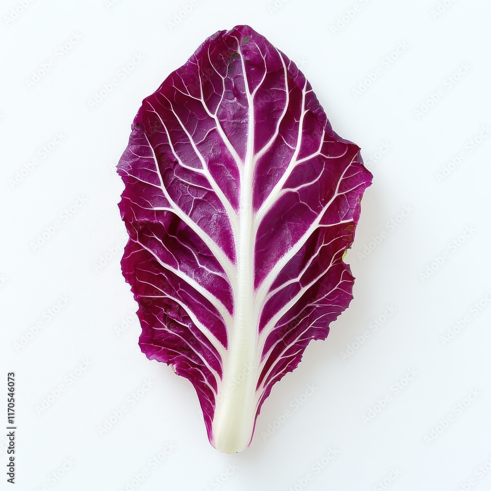 Poster Fresh radicchio leaf with vibrant colors and intricate patterns found in a culinary setting