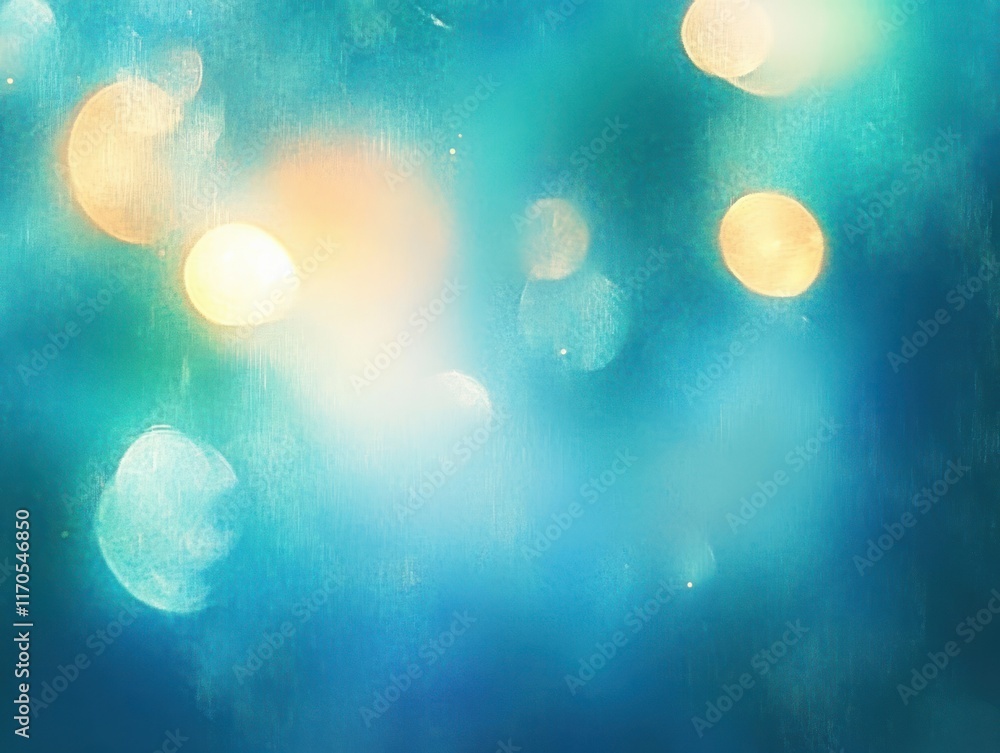 Poster dreamy abstract impressionism background with soft bokeh effects and circular shapes in blue and gre