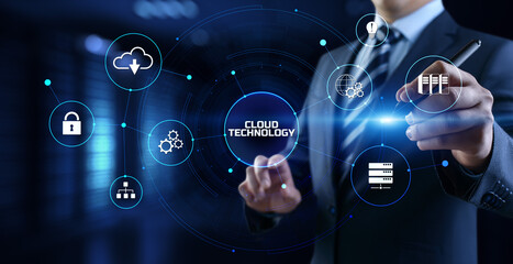 Cloud service computing data storage internet technology concept.