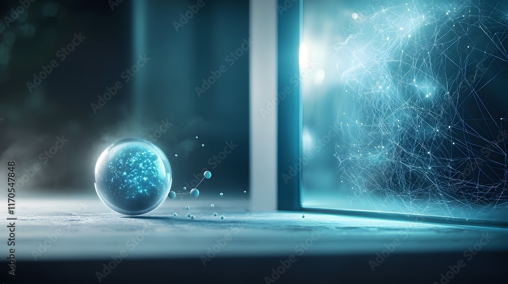Poster a quantum interface simulation showcasing the electric field of a charged sphere with visualized ele