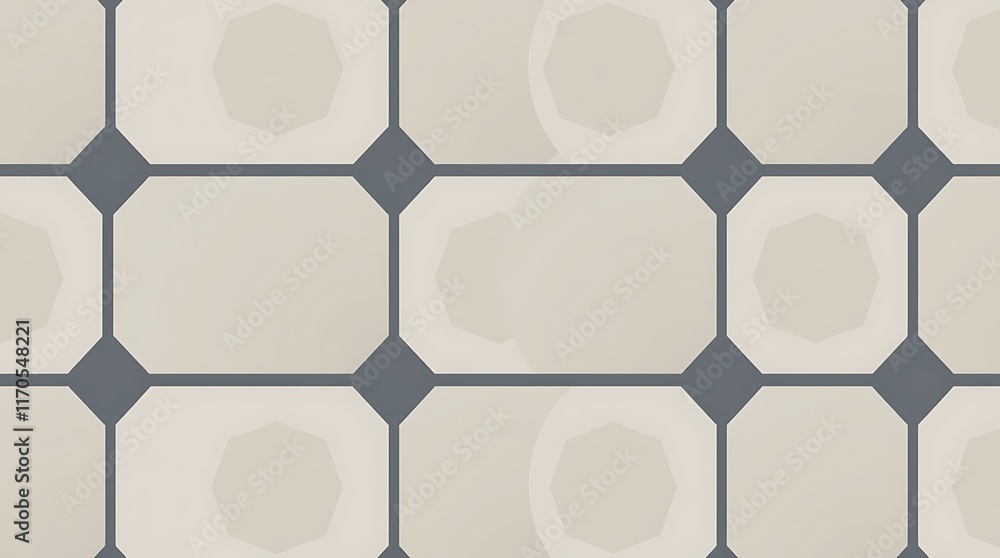 Poster geometric tile pattern: a seamless pattern of elegant, gray, and white tiles with a subtle geometric