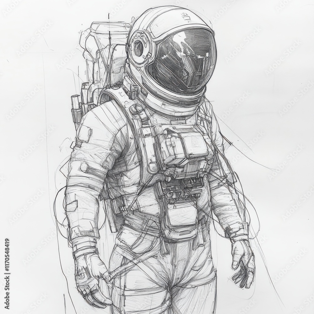 Aufkleber advanced design of a futuristic astronaut suit with detailed features and equipment for space explor