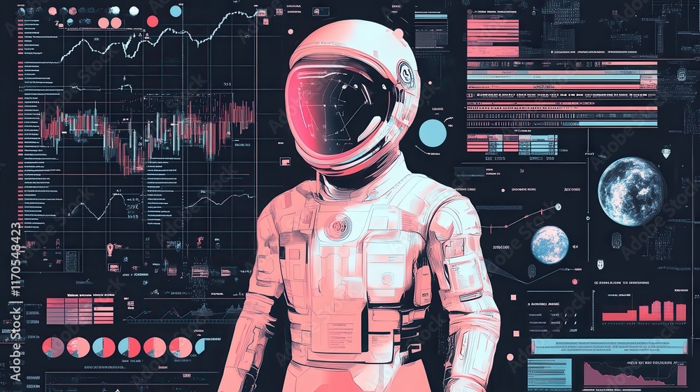 Leinwandbilder futuristic venture capitalist exploring advanced data analytics in a space-themed environment