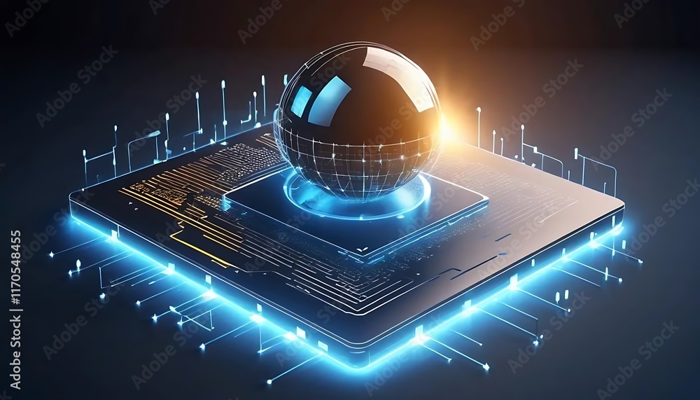 Poster global network sphere on advanced microchip technology