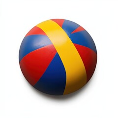 Fototapeta premium Bright beach ball with red, yellow, and blue colors perfect for summer fun at the seaside with family and friends