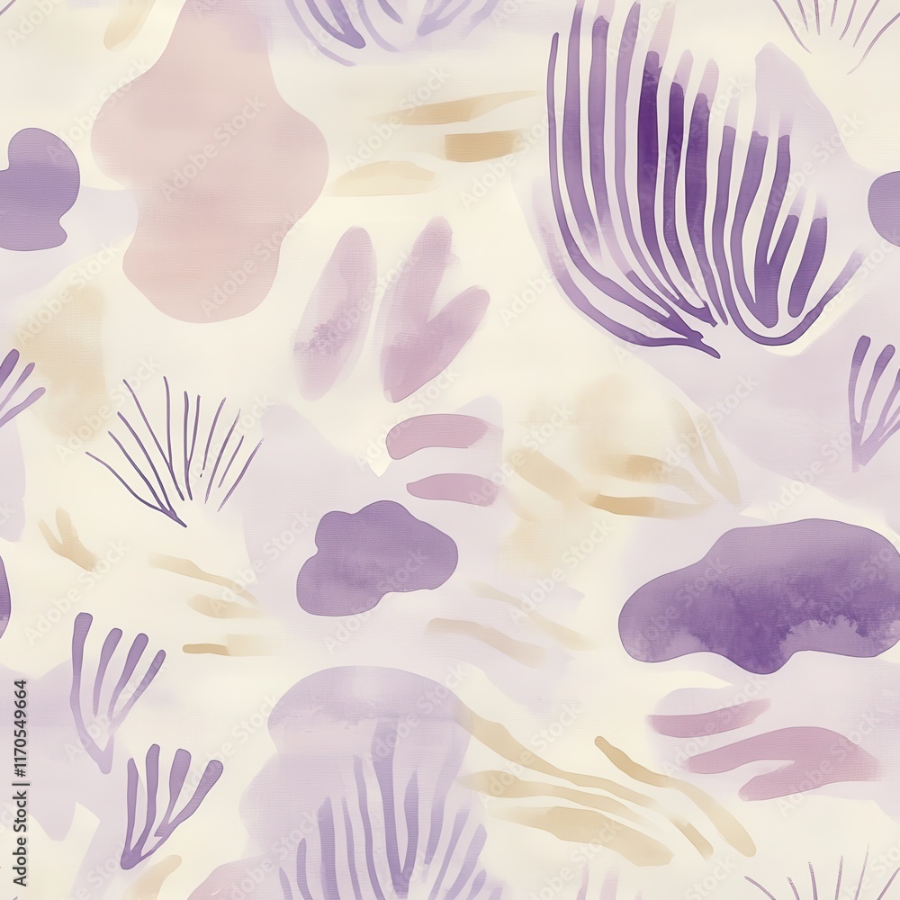 Aufkleber calming watercolor doodle illustrations featuring soft shapes and gentle colors for a serene atmosph