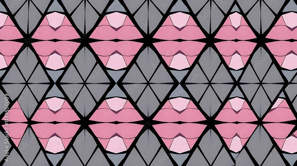 Poster geometric pink and grey pattern: abstract seamless design with repeating pink and grey geometric sha