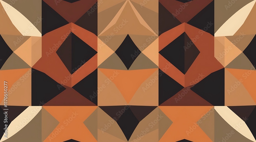 Aufkleber abstract geometric pattern: a captivating abstract pattern with intricate geometric shapes in warm, 