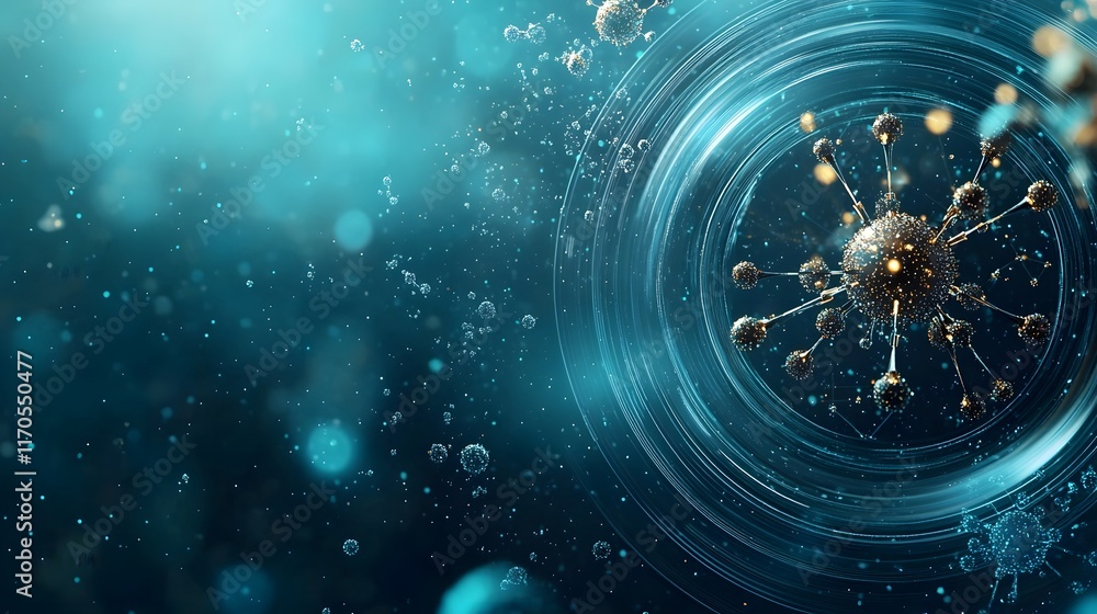 Poster quantum simulation depicting the dynamics of centripetal force in rotational motion featuring animat