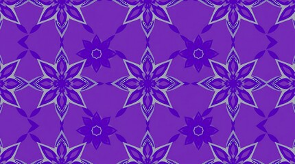 Fototapeta premium Purple Floral Kaleidoscope: A seamless pattern of intricate purple flowers in a kaleidoscopic design. Perfect for textile prints, wallpapers, and decorative projects. 