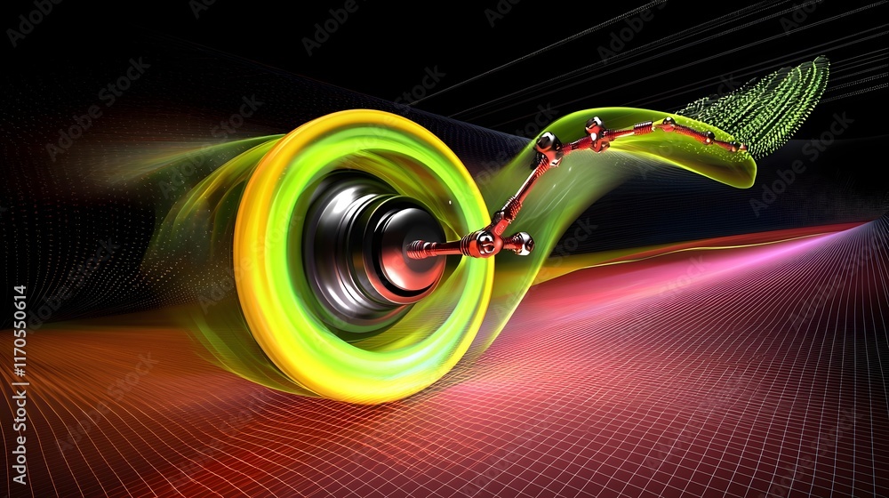 Poster quantum computing displaying rotational equilibrium conditions with balanced forces and torque leavi