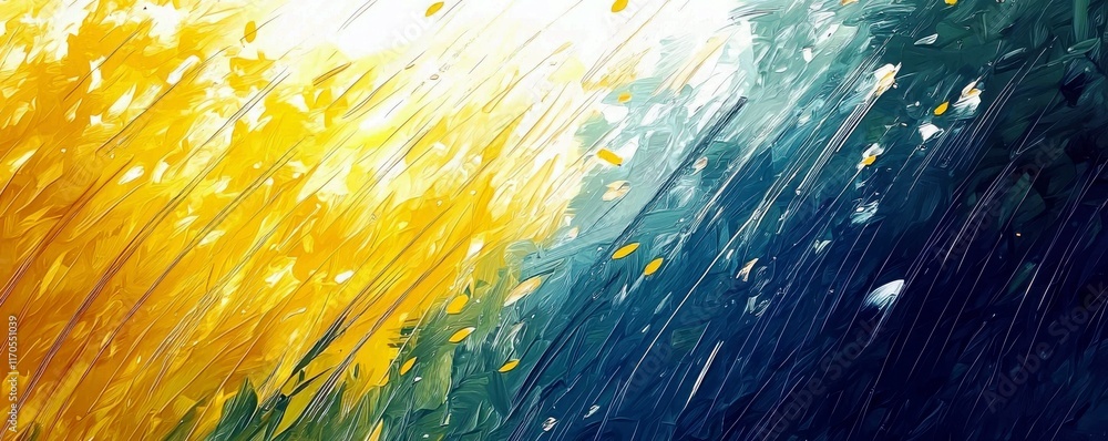 Aufkleber abstract expression of nature's transformation through colors of yellow and blue displaying dynamic 