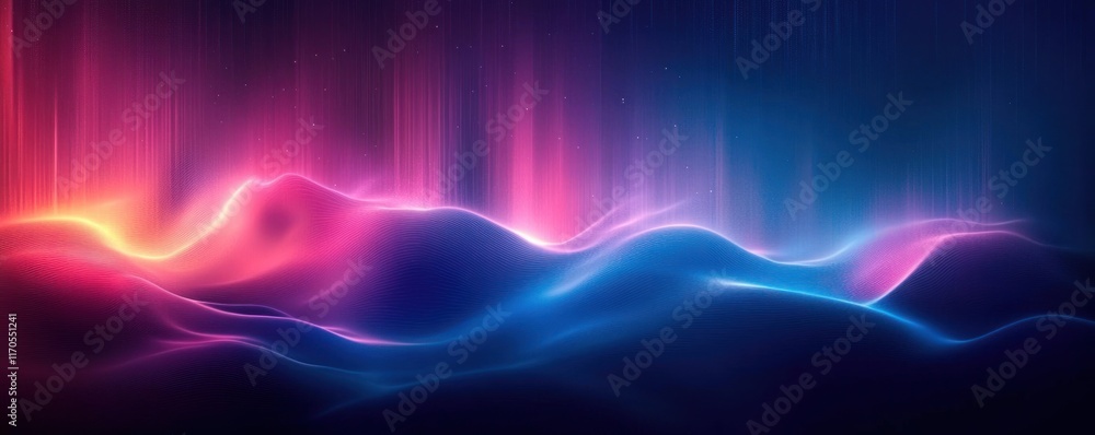 Poster futuristic abstract digital landscape with ethereal colors and soft glows for technology science and