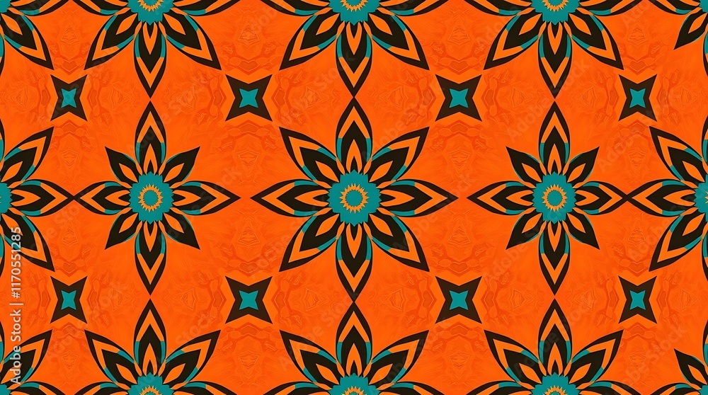 Poster orange and teal geometric pattern: a vibrant and captivating pattern that captures the eye with its 