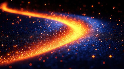 Obraz premium Abstract fiery trail, cosmic dust, dark background, energy flow, design element