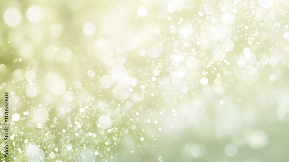 Aufkleber Soft bokeh lights in subtle moss green and muted beige create a serene atmosphere