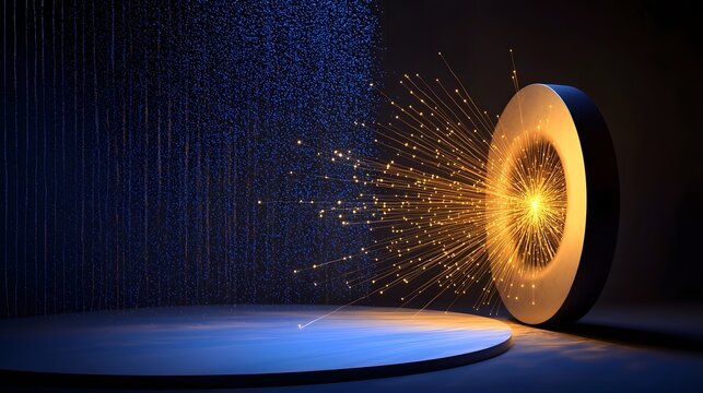 Quantum simulation of Faraday s law of electromagnetic induction visualizing the of electric current through a changing magnetic field  The image leaves ample copy space on the left for text overlay