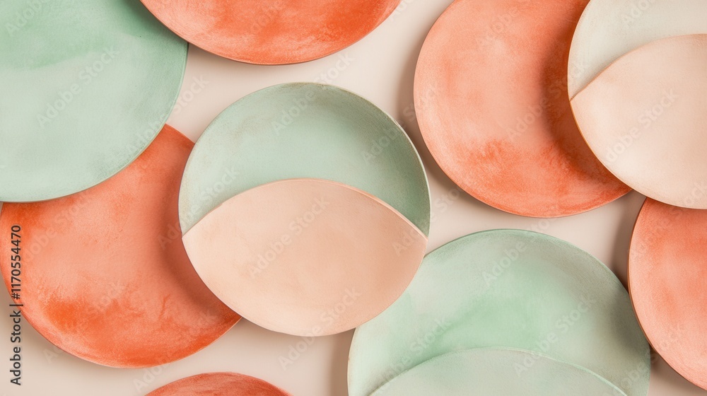 Aufkleber muted coral and mint arcs arranged in a visually pleasing pattern on a surface