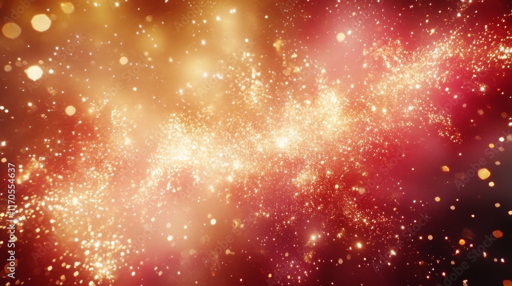 Poster stunning abstract background of glowing particles in rich orange and red hues with soft bokeh effect