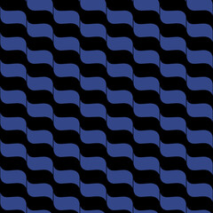 seamless pattern features a repetitive wave design in blue and black, creating a modern and stylish optical illusion with a dynamic and fluid geometric texture