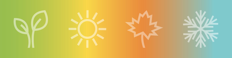 Season symbols on color gradient.