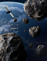 Asteroids in Space,3D illustration © Mikael Damkier