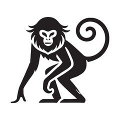 Fototapeta premium Captivating monkey silhouette for creative design purposes - Monkey black vector 