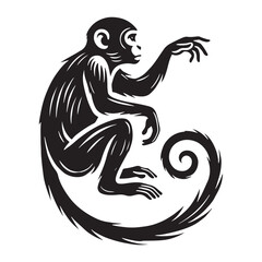 Monkey silhouette for artistic and media applications - Monkey black vector
