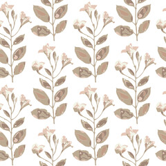 Modern minimalist pattern with simplified floral motifs.