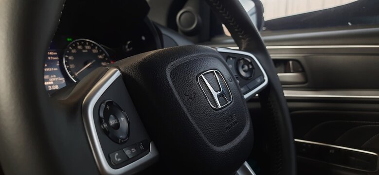 Front view New Honda BRV interior. Makassar, South Sulawesi, Indonesia - September 5 2024