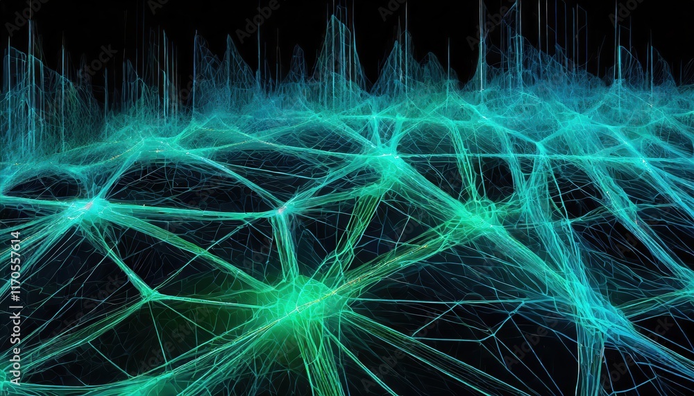 Poster futuristic blue and green network lines a stunning visualization of advanced connectivity in a digit