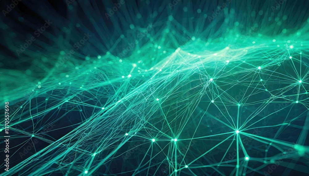 Poster futuristic blue and green network lines a visual representation of connectivity and technology in a 